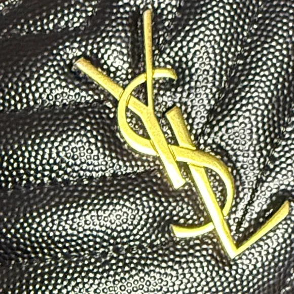 YSL Black & Red Zippy Wallet with Gold Logo - Picture 15 of 15